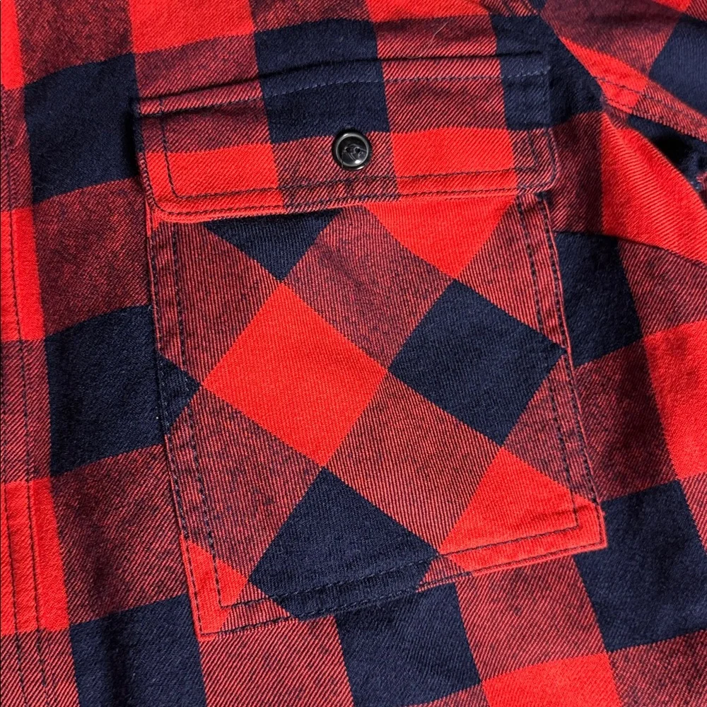 J.CREW buffalo check flannel shirt-jacket in red and black/navy blue SMALL NWT